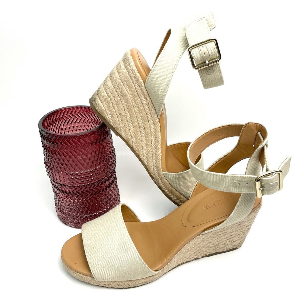 J. Crew Strappy Canvas Espadrille Wedges Size 9.5